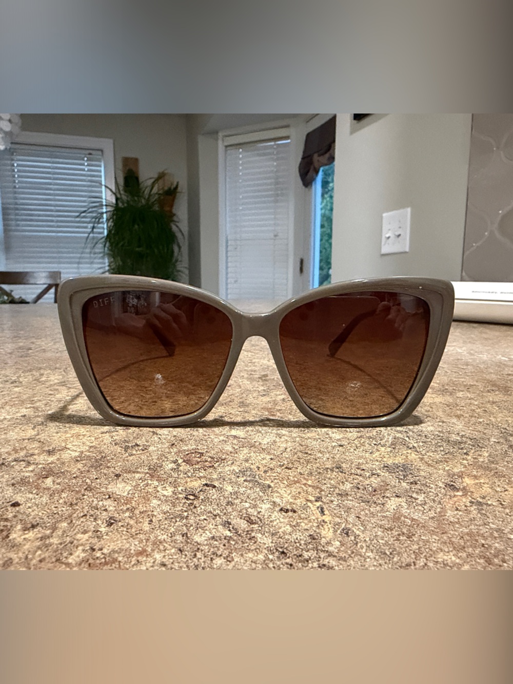 Diff Eyewear Taupe Cat-Eye Sunglasses with Brown Lenses